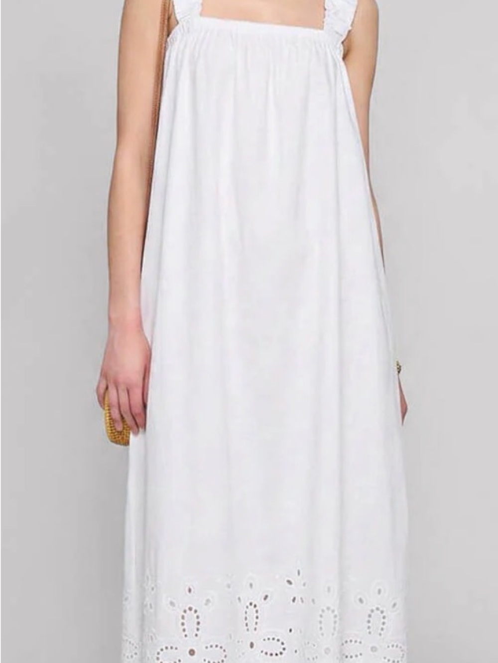 Pixie Market White Eyelet Maxi Dress with Ruffle Straps